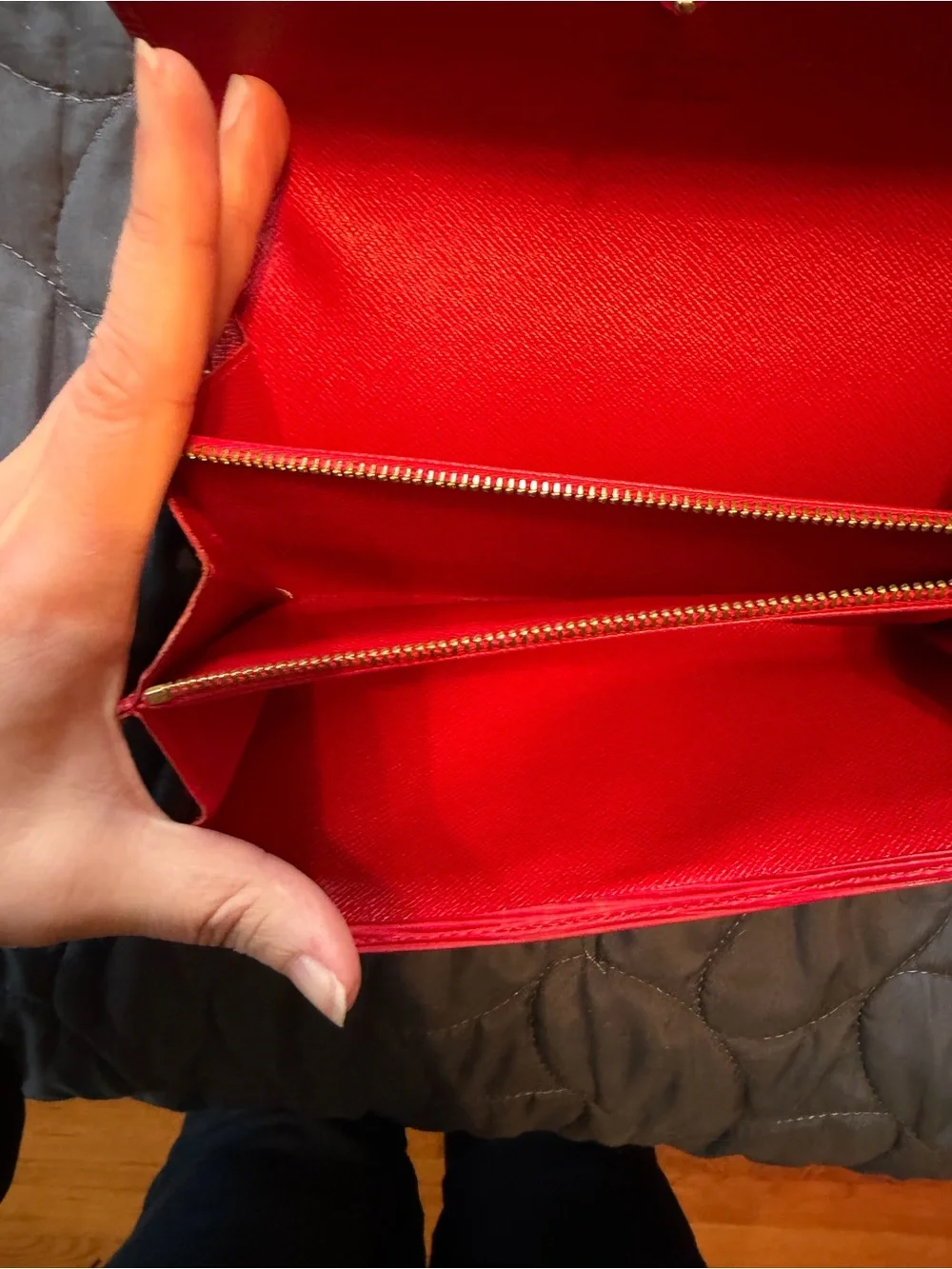 Authentic Louis Vuitton Red Epi Leather Fold Wallet